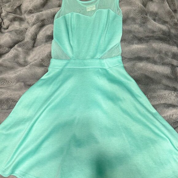 Mint Green Mesh Insert Skater Dress - Picture 5 of 5